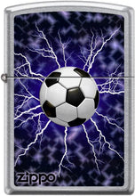 Load image into Gallery viewer, Zippo Lighter- Personalized Engrave Soccer Ball Lightning #Z5395
