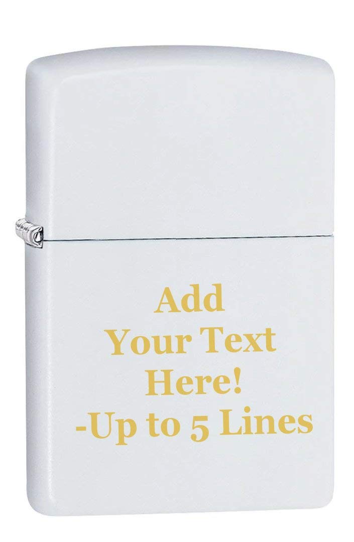 Zippo Lighter – Personalized Custom Message Engraved Windproof Classic Pocket Lighter White Matte
