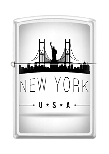 Zippo Lighter- Personalized Engrave for New York City Silhouette White #Z5067