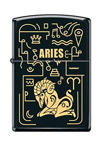 Zippo Lighter- Personalized Message Engrave for Aries Zodiac Black Matte #Z5299