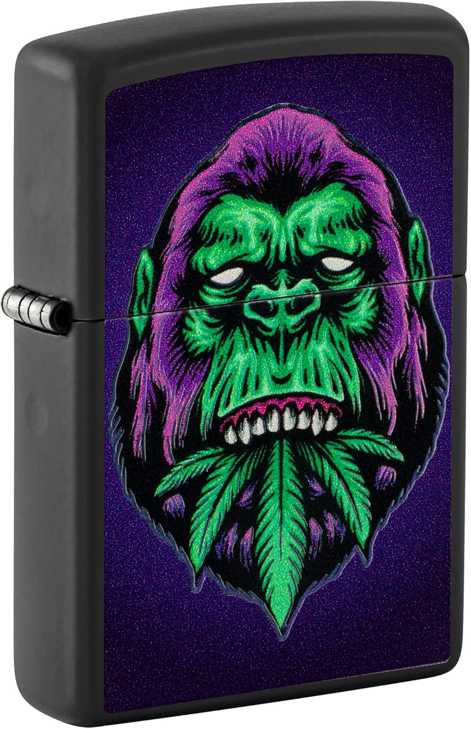 Zippo Black Light Cannabis Gorilla Design Black Matte Pocket Lighter