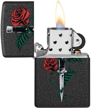 Load image into Gallery viewer, Zippo Lighter- Personalized Blossoms Flower Power Rose and Dagger Tattoo 49778
