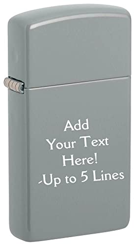 Zippo Lighter- Personalized Engrave on Slim Size Flat Grey #49527