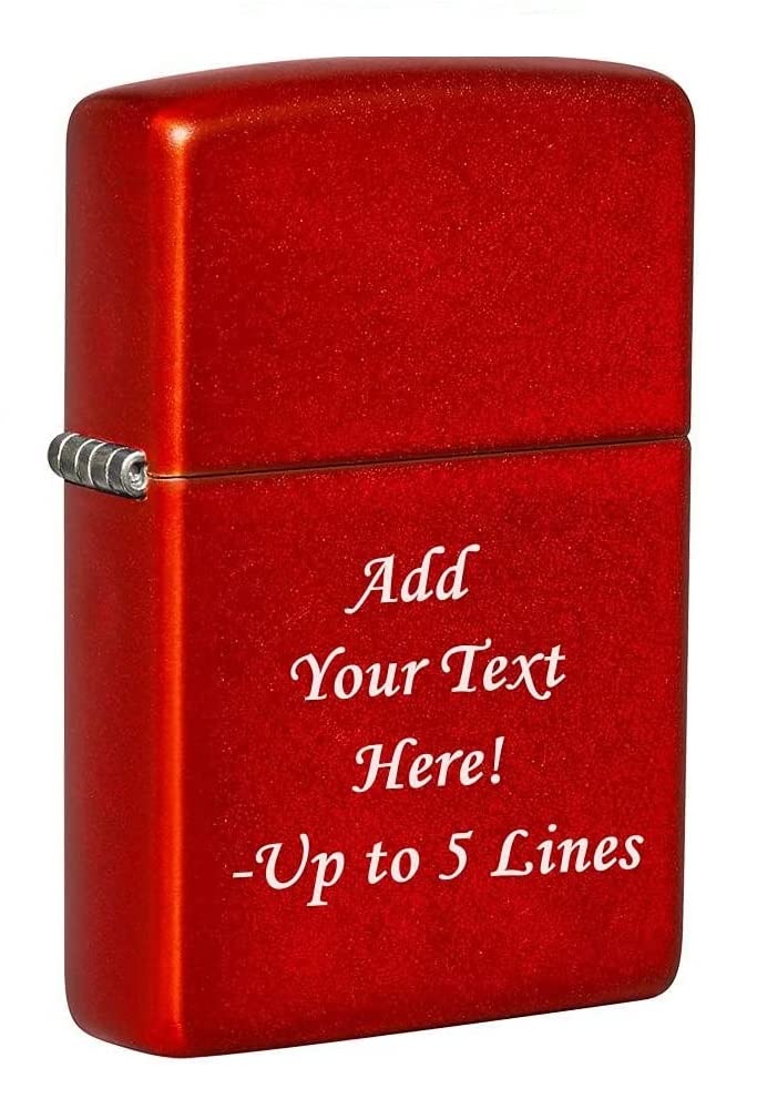 Zippo Lighter - Personalized Message Engraved on Backside Colored Windproof Lighter Metallic Red 49475