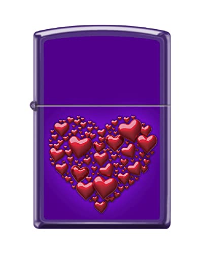 Zippo Lighter- Personalized Loving Embrace Valentine Hearts Purple #Z6014