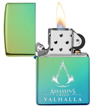 Load image into Gallery viewer, Zippo Lighter - Personalized Message Engraved on Backside for Assassin&#39;s Creed Windproof Zippo Lighter (Assassin&#39;s Creed Valhalla High Polish Teal 49530)
