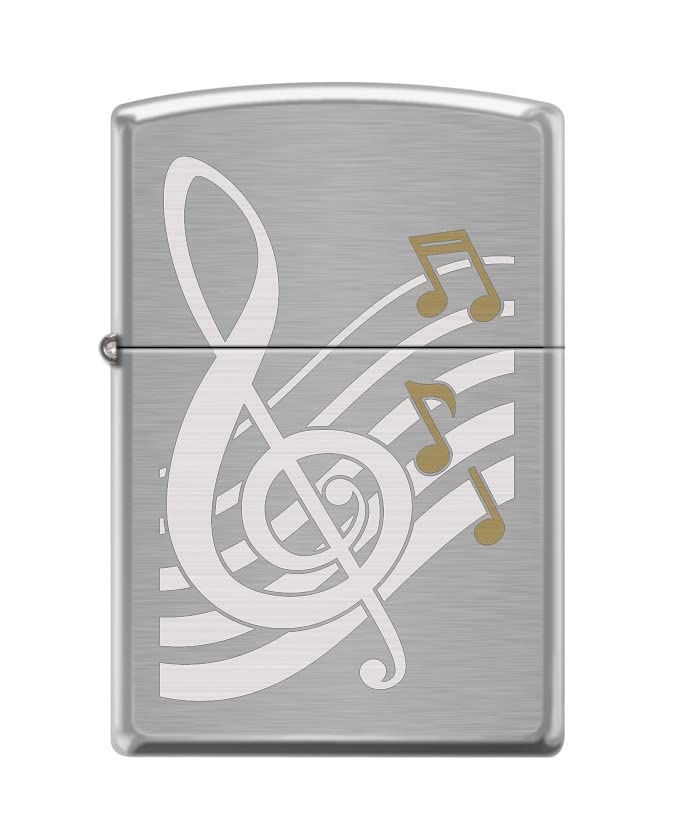 Zippo Lighter- Personalized Engrave Music Notes Brushed Chrome #Z5421