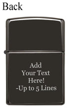 Load image into Gallery viewer, Zippo Lighter- Personalized Custom Message Engraved on Marble Flame Design High Polish Black Pocket Lighter 46571
