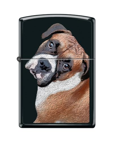 Zippo Lighter- Personalized Engrave Boxer Dog Black Matte Z5253
