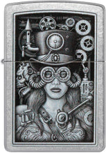 Load image into Gallery viewer, Zippo Steam Punk Woman Street Chrome Pocket Lighter
