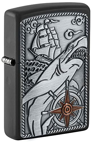 Zippo Lighter- Personalized Engrave Nautical Symbol Nautical Shark Emblem 48120
