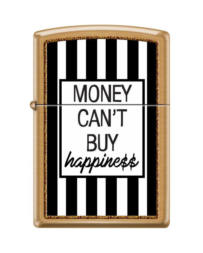 Zippo Lighter- Money Can't Buy Happiness Brushed Brass Windproof Lighter #Z5509