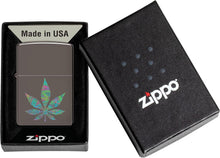 Load image into Gallery viewer, Zippo Funky Cannabis Design Black Ice Pocket Lighter
