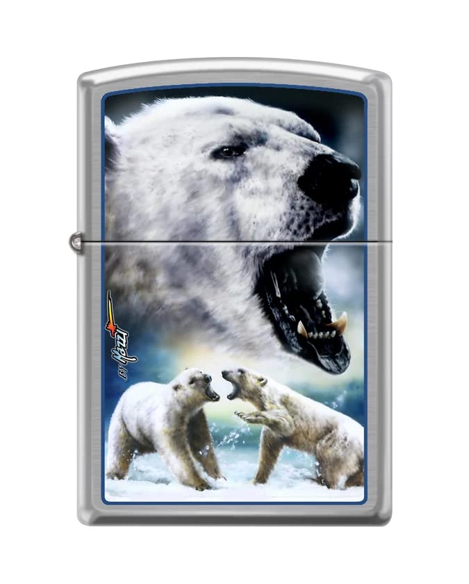 Zippo Lighter- Personalized Message for Mazzi Polar Bears Brush Chrome #Z5344
