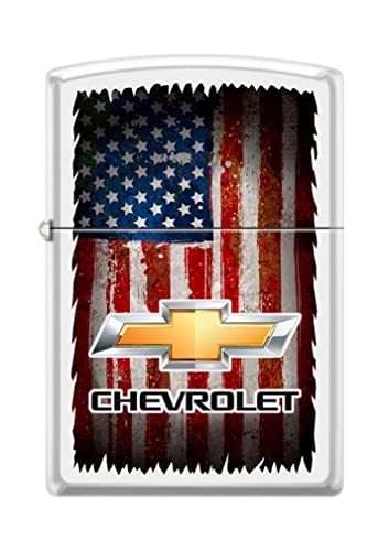Zippo Lighter- Personalized Engrave for Chevy Chevrolet USA Flag White #Z5170