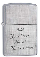 Load image into Gallery viewer, Zippo Lighter- Personalized Message Engrave Brushed Chrome Linen Weave #28181
