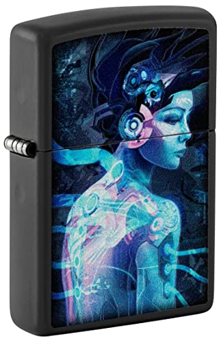 Zippo Lighter- Personalized Engrave Woman Pop Art Black Light Cyber Woman 48517