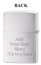 Load image into Gallery viewer, Zippo Lighter -Personalized Customize Message Engrave on Backside for USMC Ooh-Rah! Devil Dogs First to Fight Grunt Military Brush Chrome #Z5346
