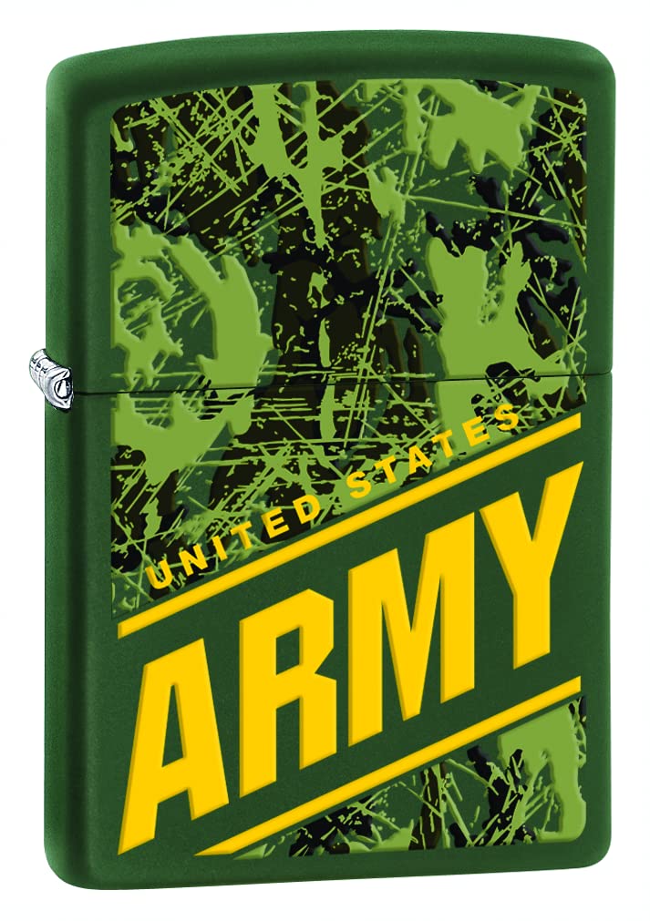 Zippo Lighter- Personalized Message for U.S. Army Camouflage Green Matte #Z5001