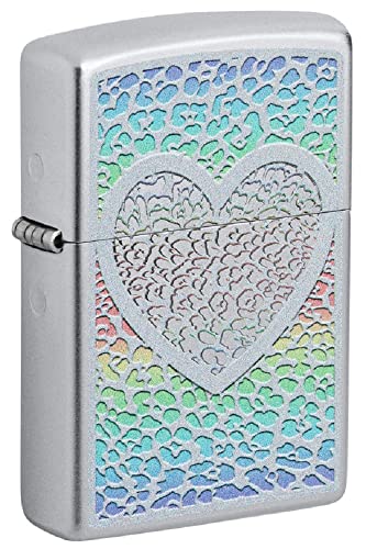 Zippo Lighter- Personalized Engrave on Heart Design Satin Chrome #49780
