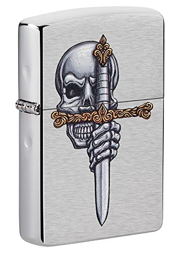 Zippo Lighter- Personalized Message Engrave for Sword Skull Design #49488