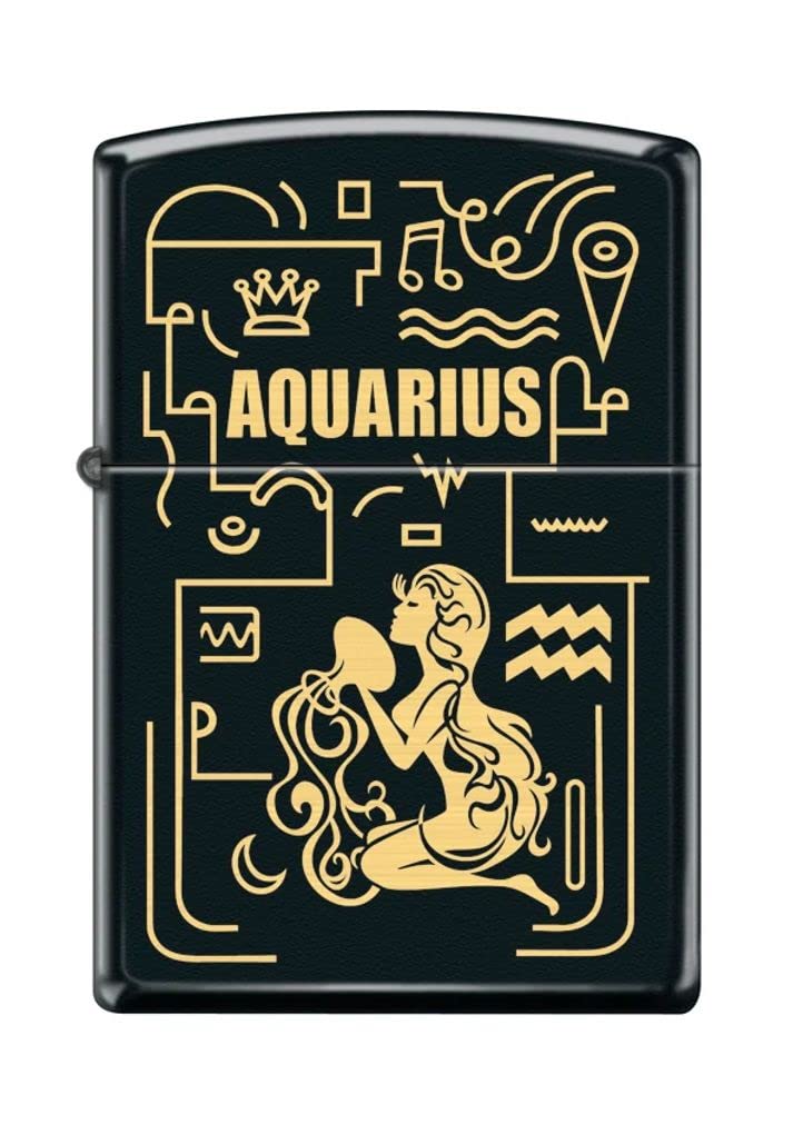 Zippo Lighter- Personalized Message for Aquarius Zodiac Black Matte #Z5298