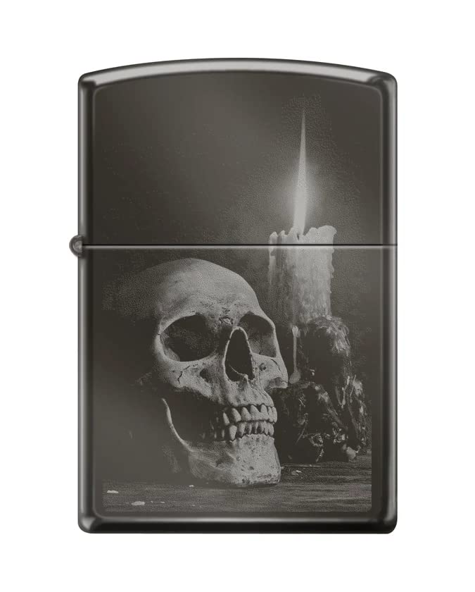 Zippo Lighter- Personalized Engrave Skull Candle Design Black Ice #Z5518