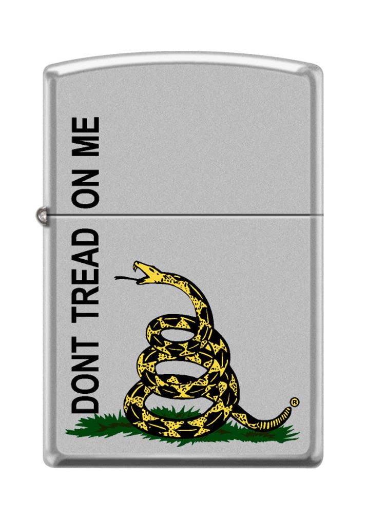 Zippo Lighter- Dont Tread On Me Snake Satin Chrome Windproof Lighter #Z5210