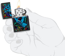 Load image into Gallery viewer, Zippo Santa Cruz Screaming Hand Black Light Black Matte Pocket Lighter
