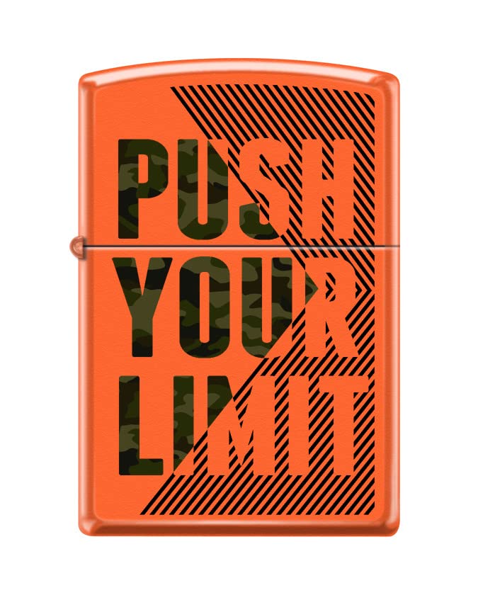 Zippo Lighter- Personalized Engrave Camo Push Your Limit Orange Matte #Z5497