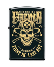 Load image into Gallery viewer, Zippo Lighter- Personalized Engrave Fireman Skull Design Black Matte #Z5434
