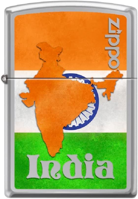 Zippo Lighter- Personalized Engrave India Country Map Flag Chrome #Z5535