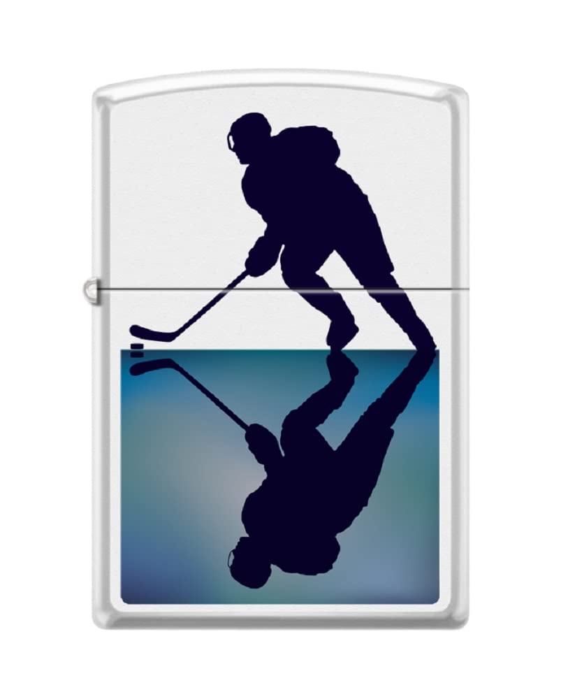 Zippo Lighter-Hockey Player Puck White Matte Windproof Lighter #Z5533