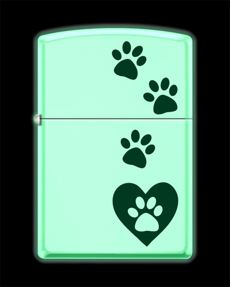 Zippo Lighter-Cat Pet Animal Windproof Lighter Glow-in-The-Dark Paws Print Dog Cat #Z5565