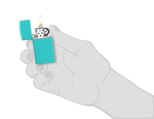 Load image into Gallery viewer, Zippo Lighter - Personalized Customize Message Engrave on Slim Size Windproof Lighter (Turquoise) #49529
