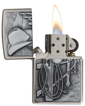 Load image into Gallery viewer, Zippo Lighter- Personalized Engrave Cowboy Hat and Rope Westerns Resting 24879
