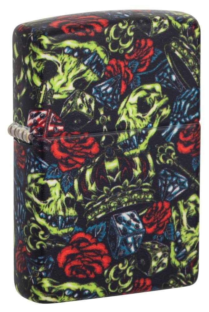 Zippo Lighter - Personalized Customize Message Engrave on Backside for Skull Crown Design #49696