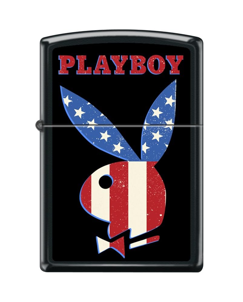 Zippo Lighter -for Playboy Rabbit Head Design Bunny Pink Windproof Lighter (Playboy Rabbit Head USA Flag Z5558)