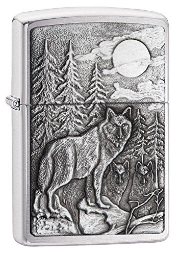 Zippo Lighter- Personalized Engrave Timberwolves Emblem Brush 20855 #20855