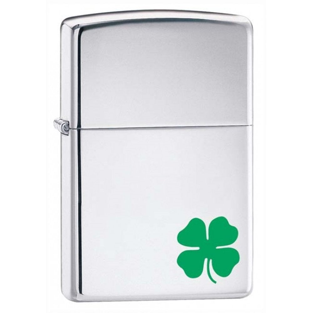 Zippo Lighter- Personalized Engrave Lucky Clover Shamrock High Polish 24007