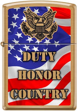 Load image into Gallery viewer, Zippo Lighter- Personalized Engrave Duty Honor Country Brushed Brass #Z5505
