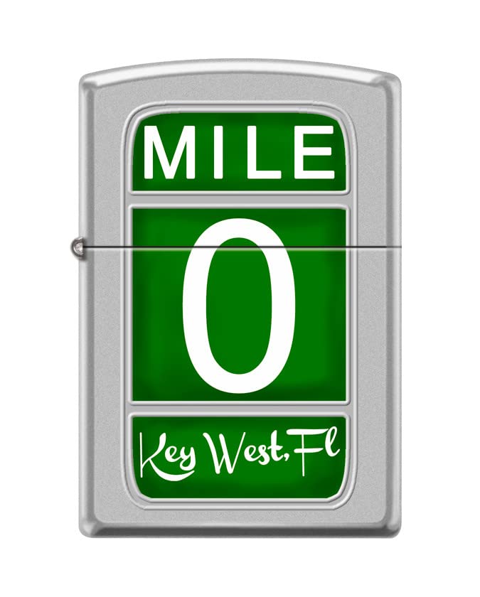 Zippo Lighter-Mile 0 Sign Key West Fl Florida Satin Chrome Windproof Lighter #Z5408