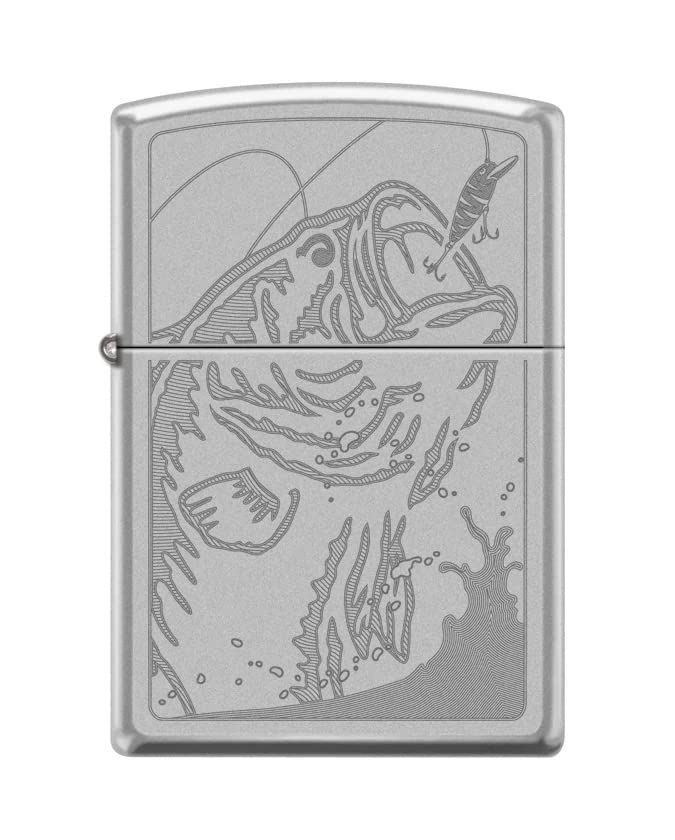 Zippo Lighter - Personalized Message Engraved Backside on Fishing Design Windproof Lighter