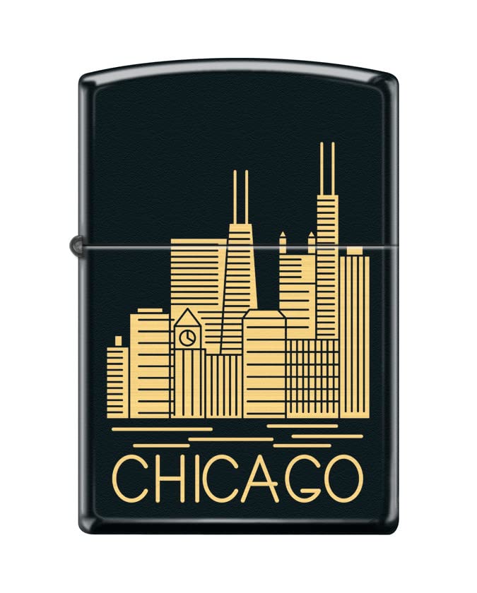 Zippo Lighter-Chicago Skyline Design Black Matte Windproof Lighter #Z5443