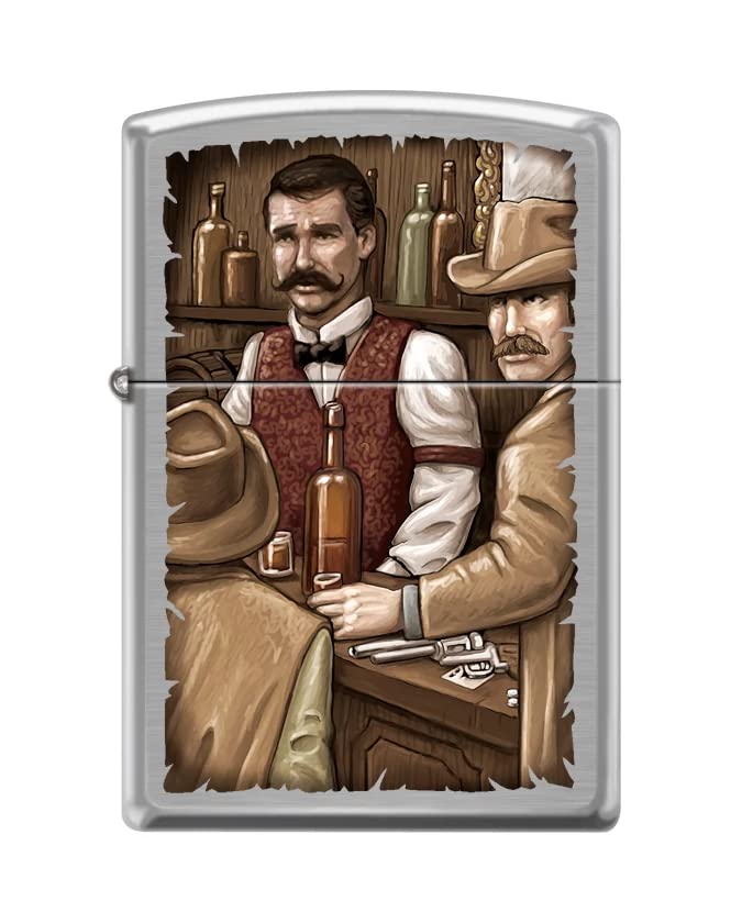Zippo Lighter-Personalized Custom Message Engraved on Backside American West Legend Brushed Chrome Windproof Lighter Z5417