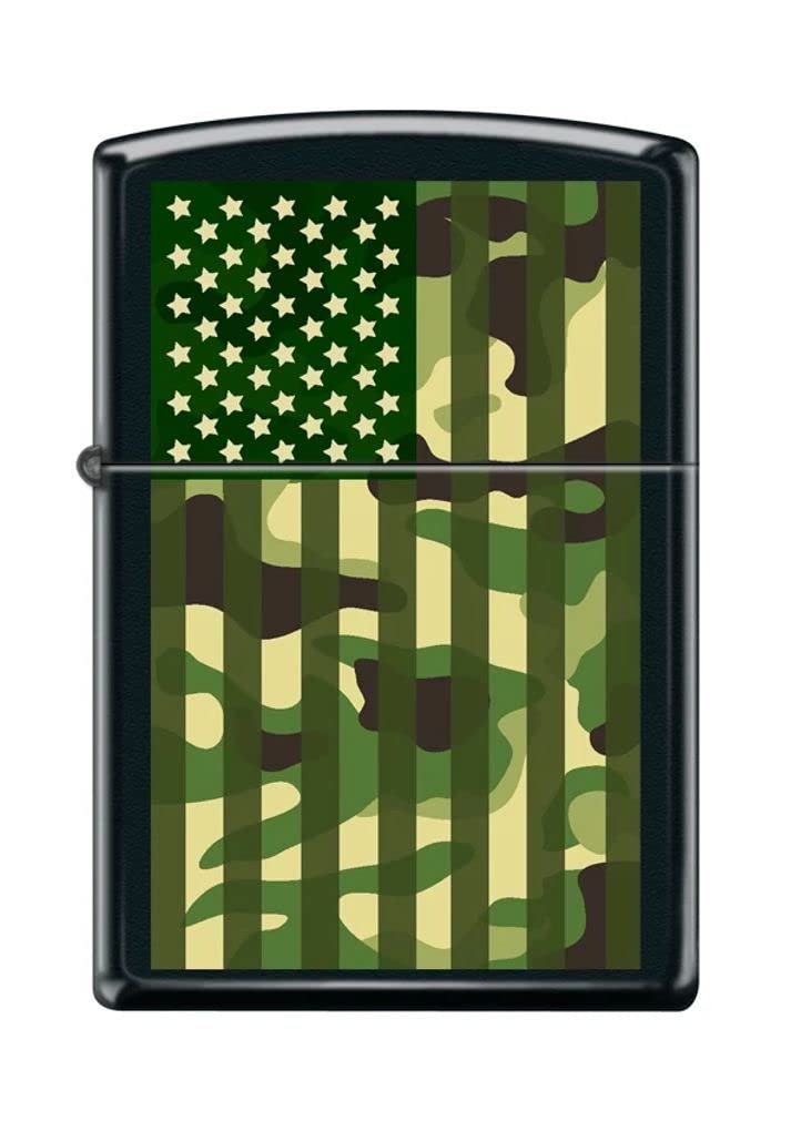 Zippo Lighter- Camo Flag USA Black Matte Windproof Lighter #Z5282