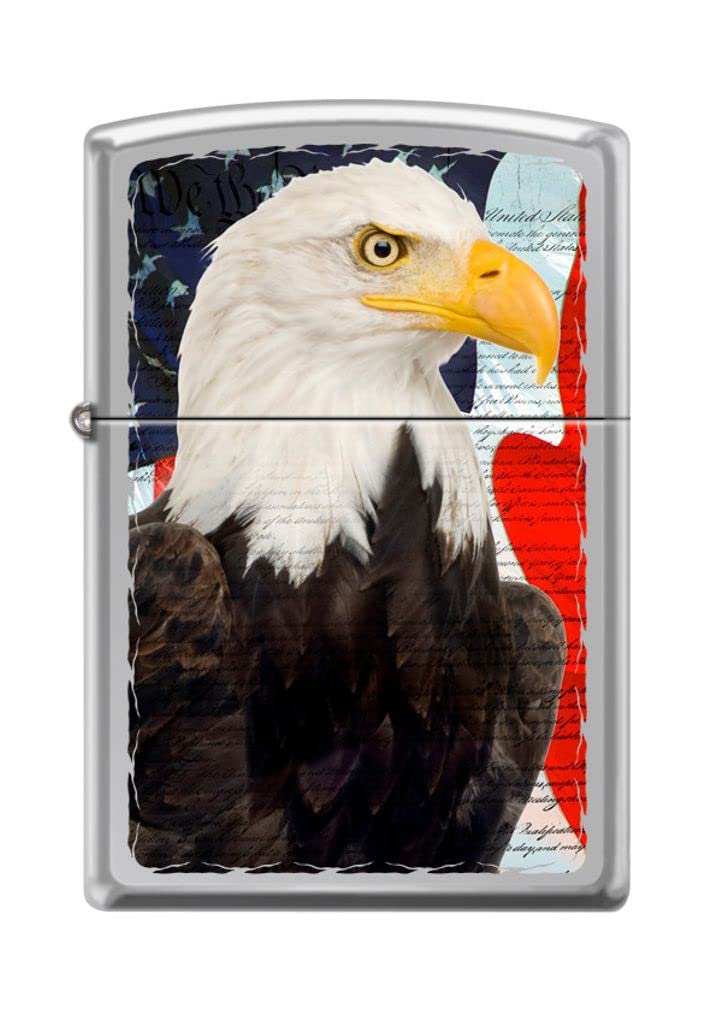 Zippo Lighter - Personalized Message Engraved on Backside Americana US Eagle USA Flag Patriotic Collection1 Windproof Lighter