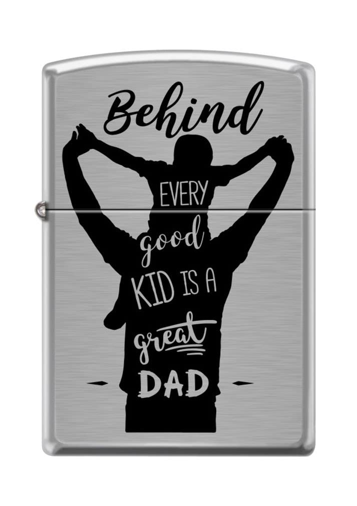 Zippo Lighter- Dad Father and Son Brushed Chrome Windproof Lighter #Z5138