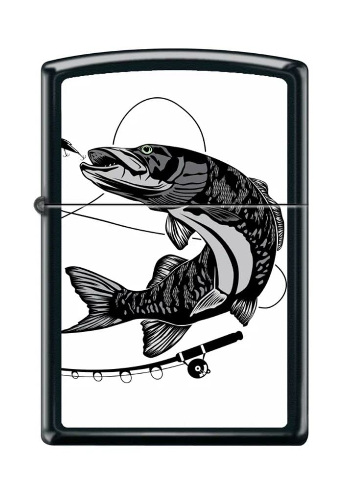 Zippo Lighter- Fishing Lures Black Matte Windproof Lighter #Z5273