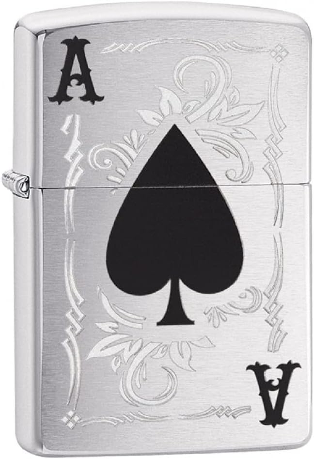 Zippo Lighter - Personalized Custom Message Engraved on Back Lucky Card Game Ace of Spades Zippo Windproof Lighter